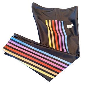 Goldsheep Black Leggings with Rainbow Stripes size M